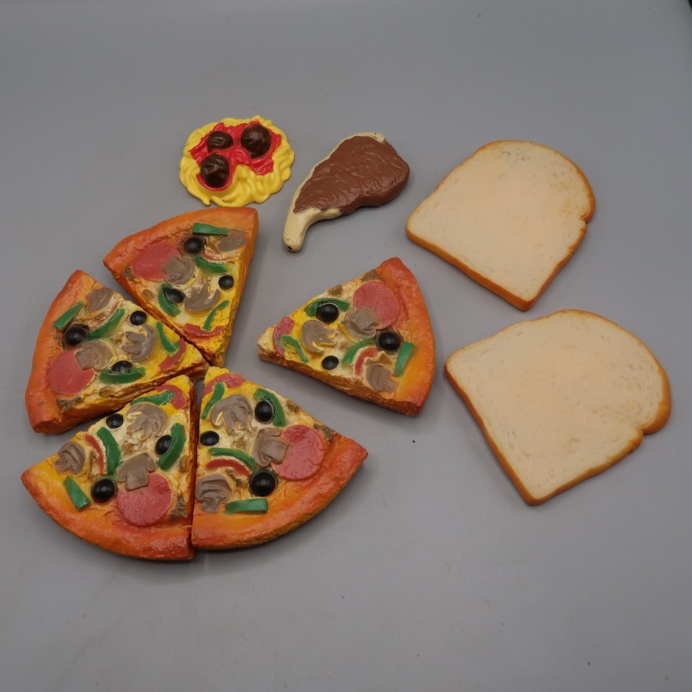 Vintage MTC 1987 Play Food Toys Realistic Pizza Bread Spaghetti Steak Lot